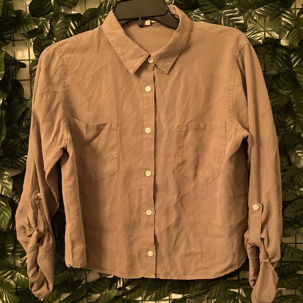 NWOT Olive Green Button Down Shirt Women